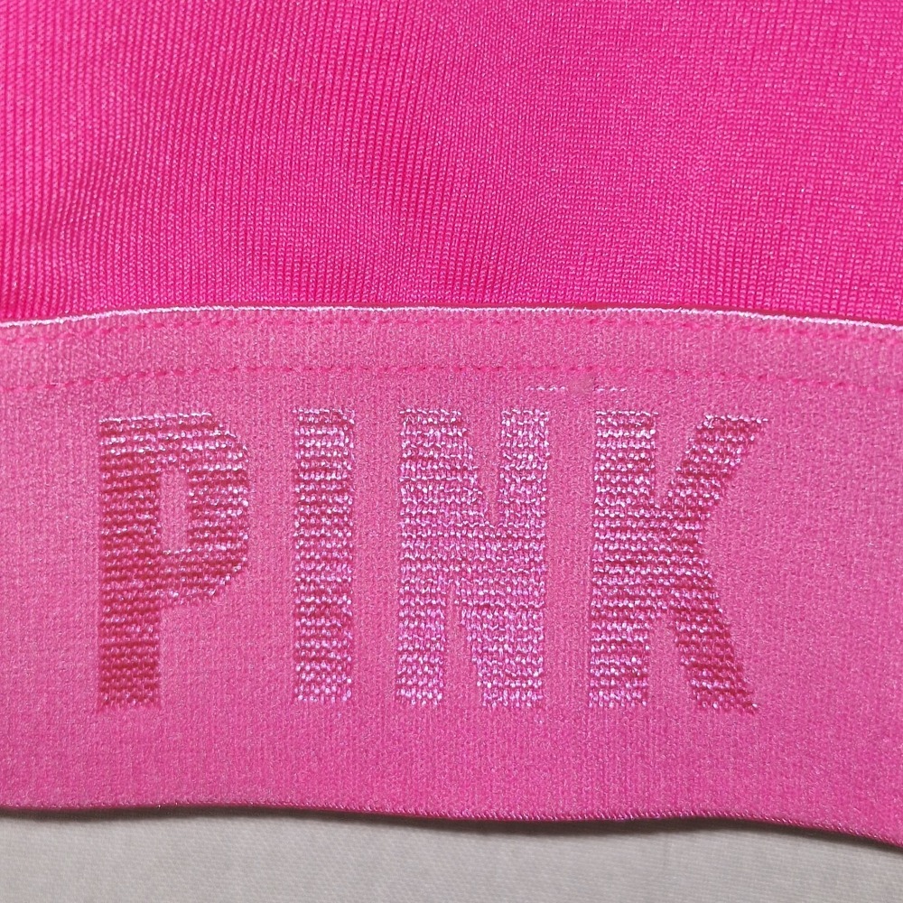 Victoria's Secret PINK Seamless Ribbed Sports Bra Bralette Hot Pink Size M - Picture 2 of 16